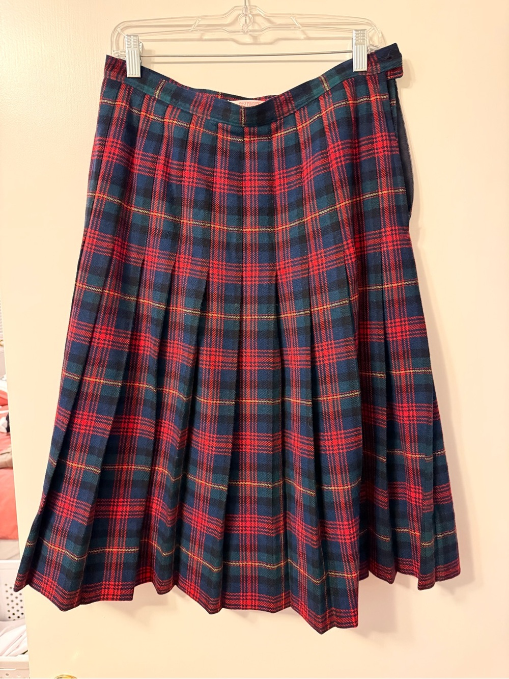 Pendleton Classic Plaid Pleated Skirt in Red and Green